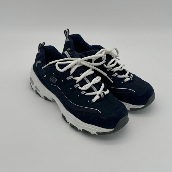 Skechers D’Lites Me Time Comfort Athletic Sneakers 11936 Navy White Womens 7.5 - Picture 3 of 11